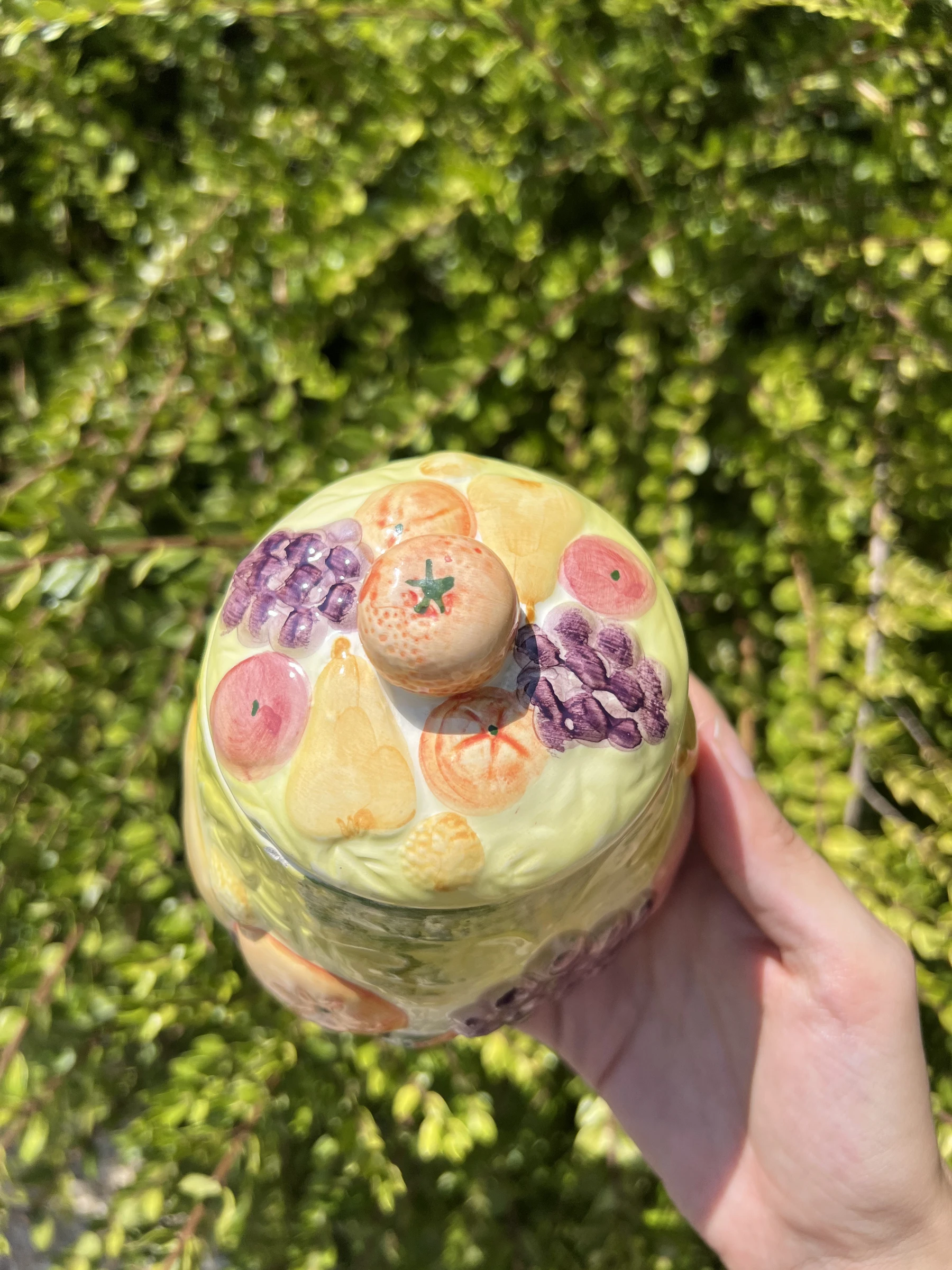 🍐 Lot 2 pots céramique barbotine fruits vintage WHAT'S avec couvercle – photo 3